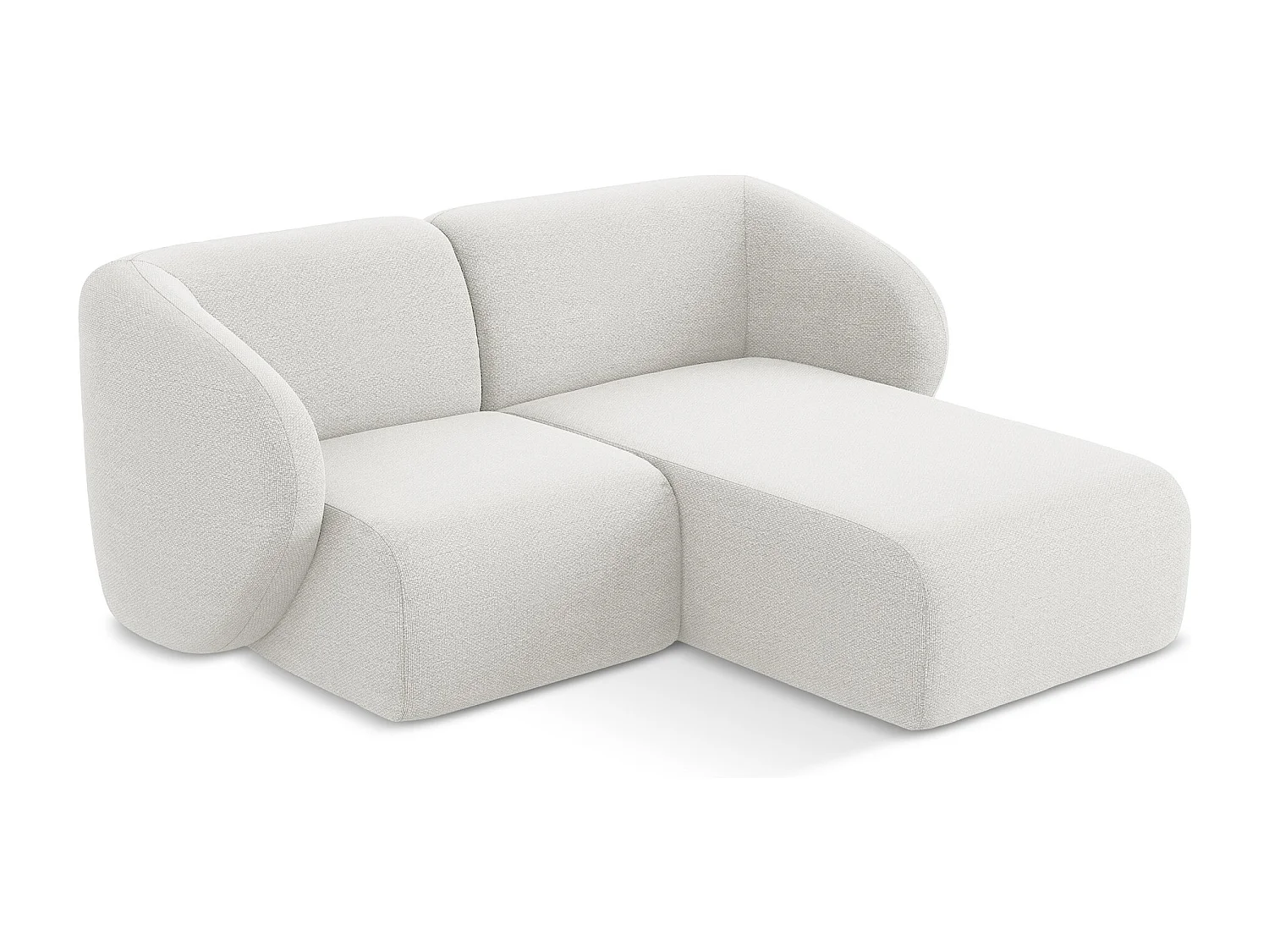 Canapé d'angle 2,5 places modulaire droit en tissu bouclette - blanc - LANI