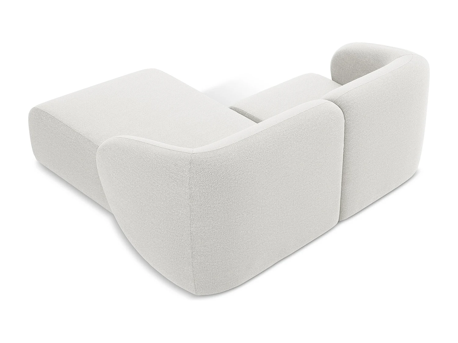 Canapé d'angle 2,5 places modulaire droit en tissu bouclette - blanc - LANI
