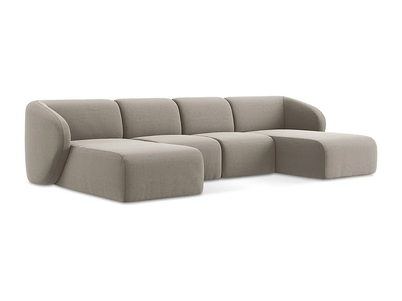 Große Wohnlandschaft - - Samt - Taupe - LANI