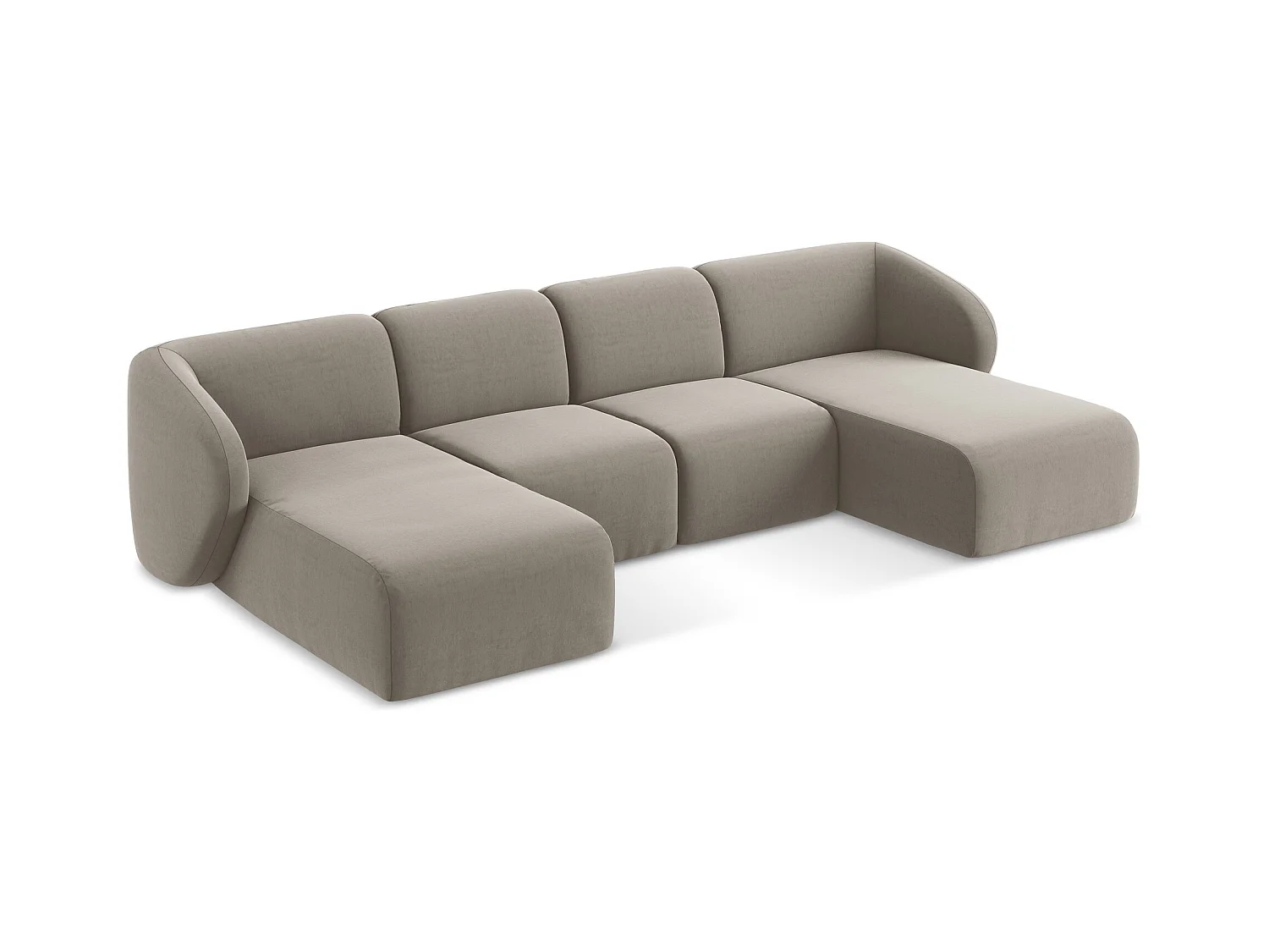 Große Wohnlandschaft - - Samt - Taupe - LANI