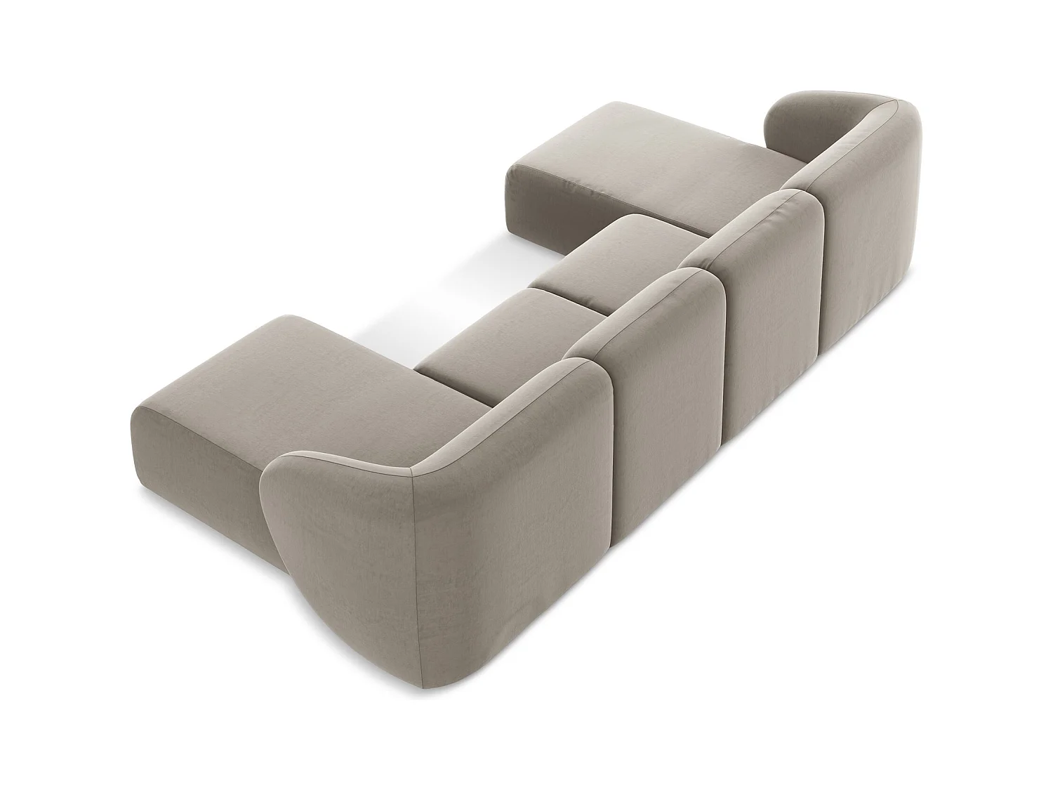 Große Wohnlandschaft - - Samt - Taupe - LANI