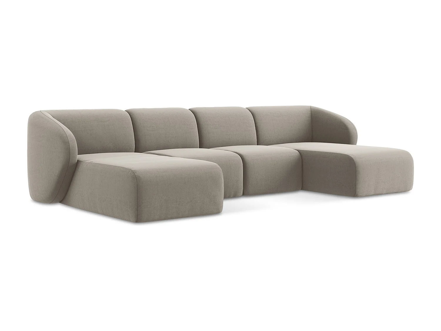 Große Wohnlandschaft - - Samt - Taupe - LANI