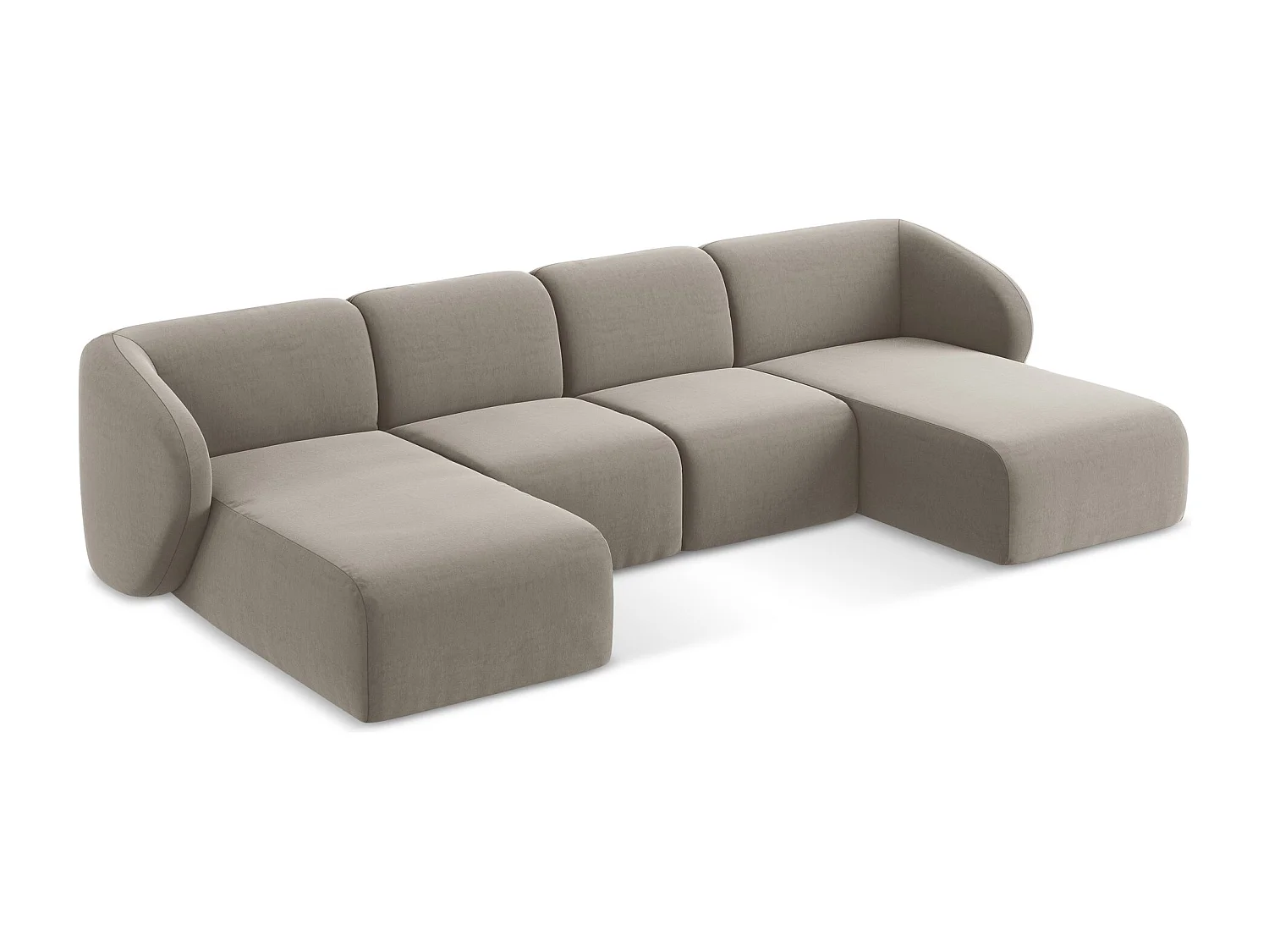 Große Wohnlandschaft - - Samt - Taupe - LANI