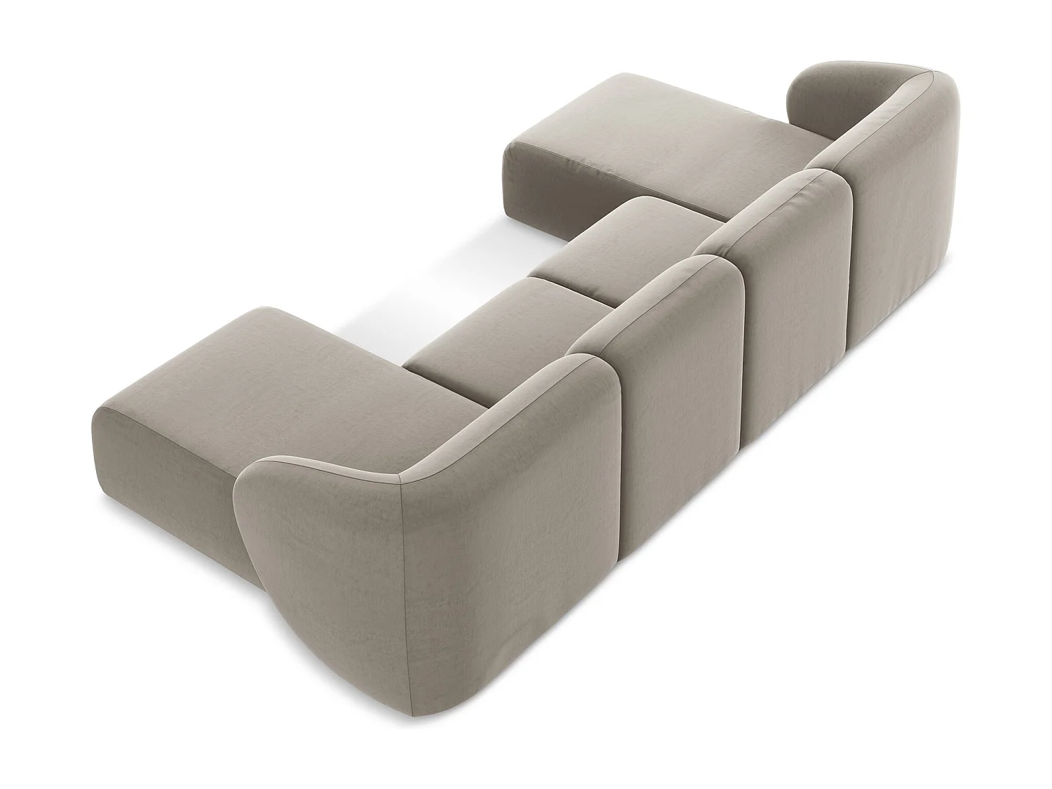 Große Wohnlandschaft - - Samt - Taupe - LANI