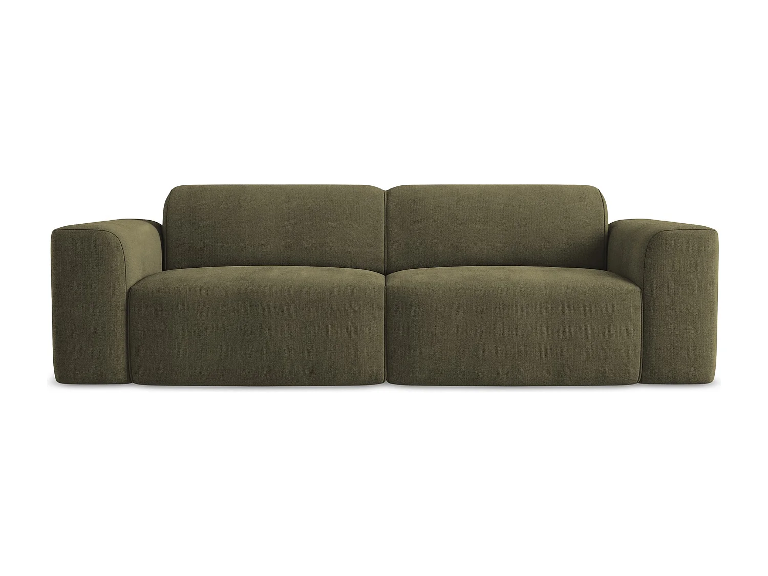 Sofá modular 2 lugares em tecido texturizado azeitona - KELI