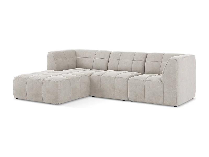 3-Sitzer Modulares Ecksofa - Ecke Links - Samt - Hell beige - ALOHA