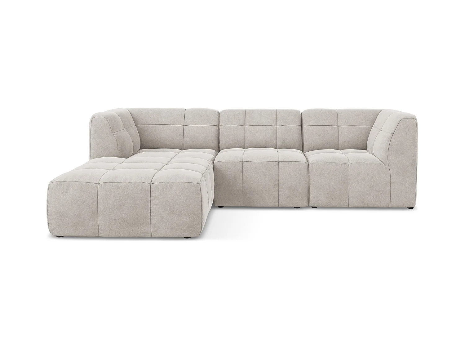 Narożnik lewostronny - z tkaniny welwetowej - jasny beż - ALOHA