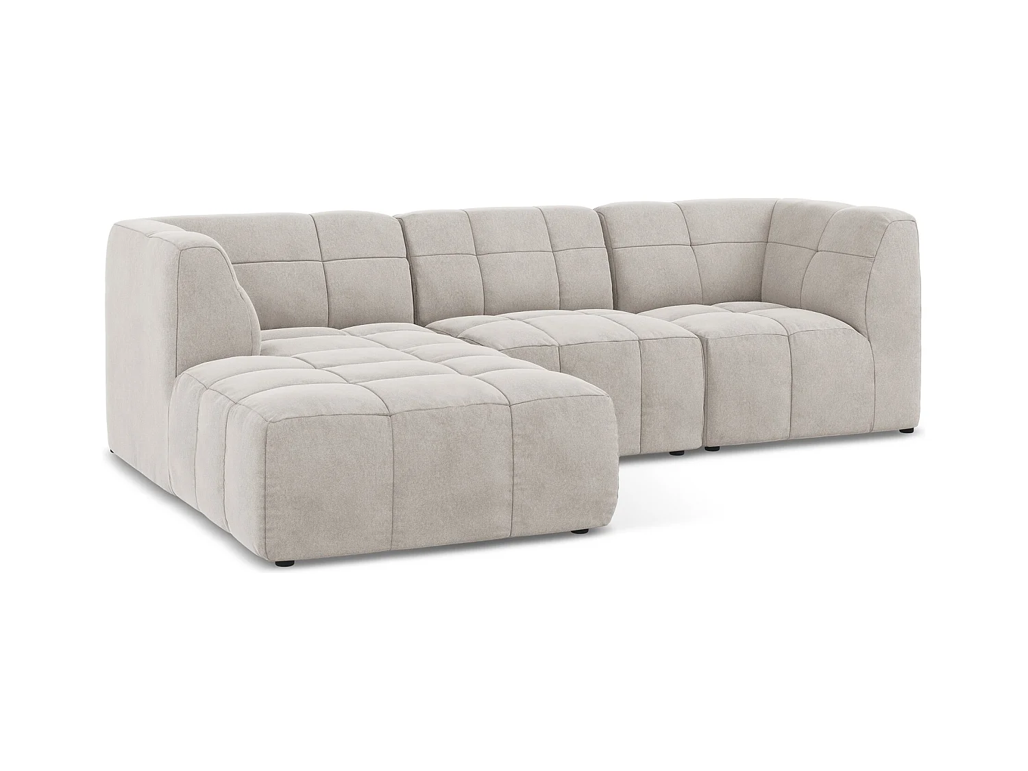 Narożnik lewostronny - z tkaniny welwetowej - jasny beż - ALOHA