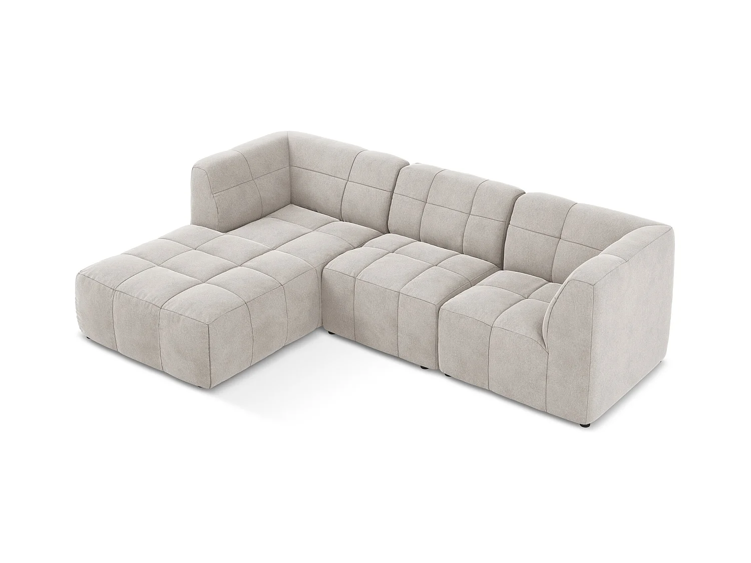 Narożnik lewostronny - z tkaniny welwetowej - jasny beż - ALOHA