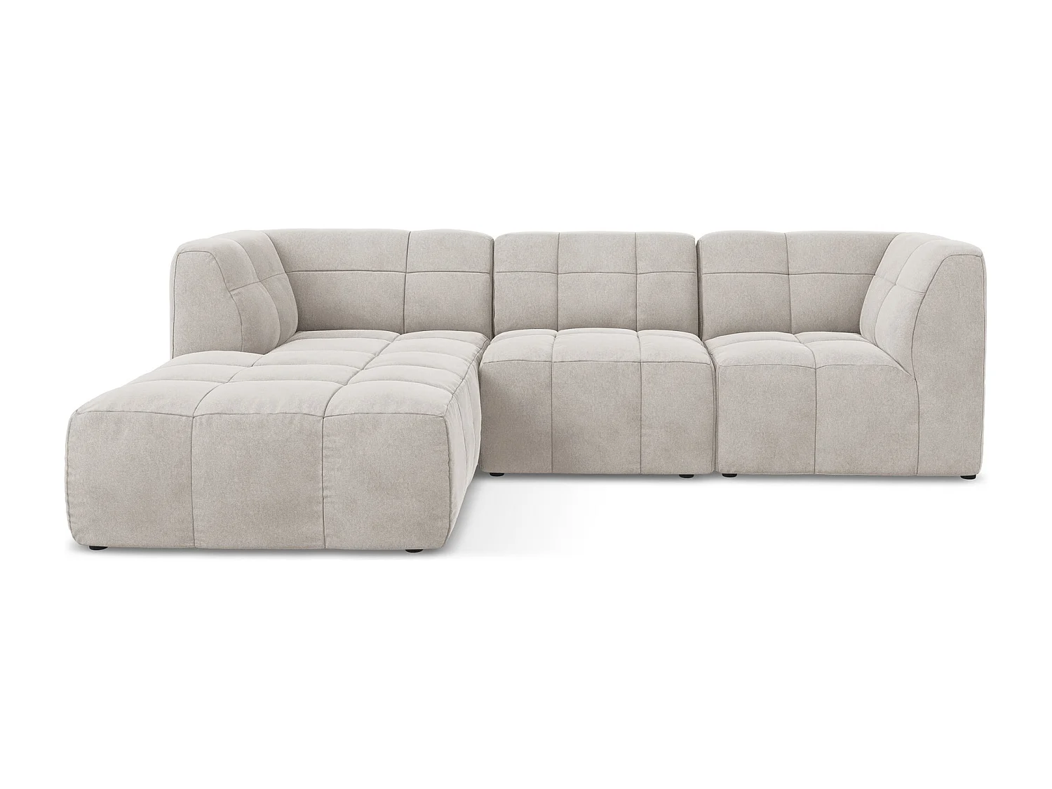 Canapé d'angle 3 places modulaire gauche en velours - beige clair - ALOHA