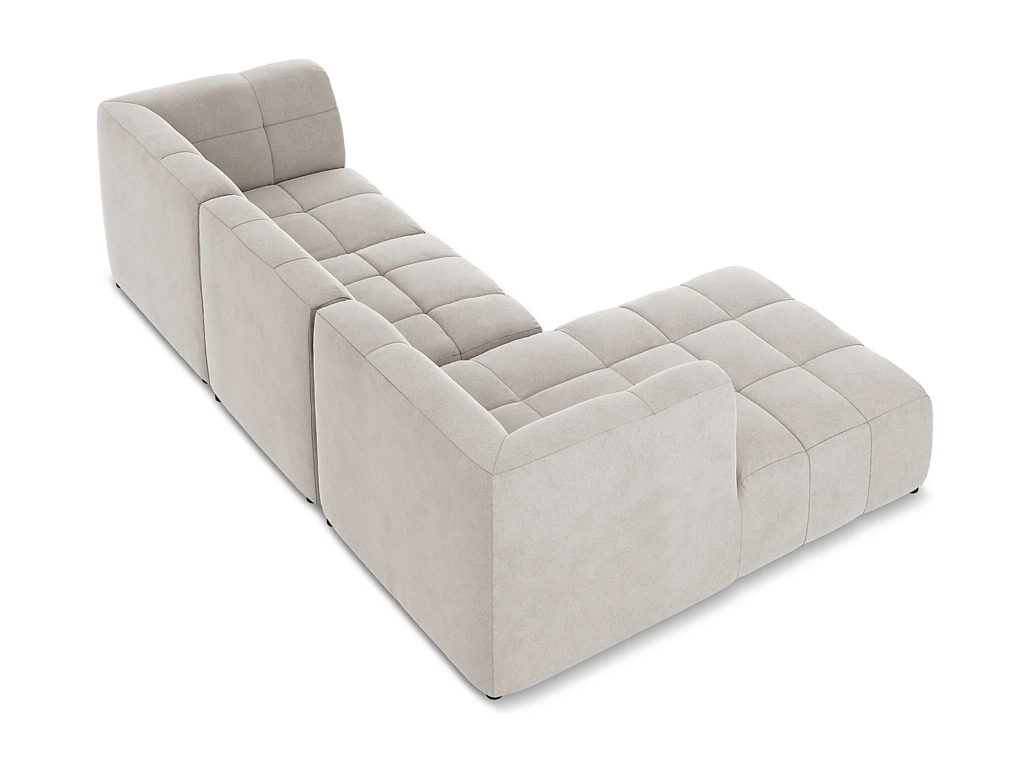 Canapé d'angle 3 places modulaire gauche en velours - beige clair - ALOHA