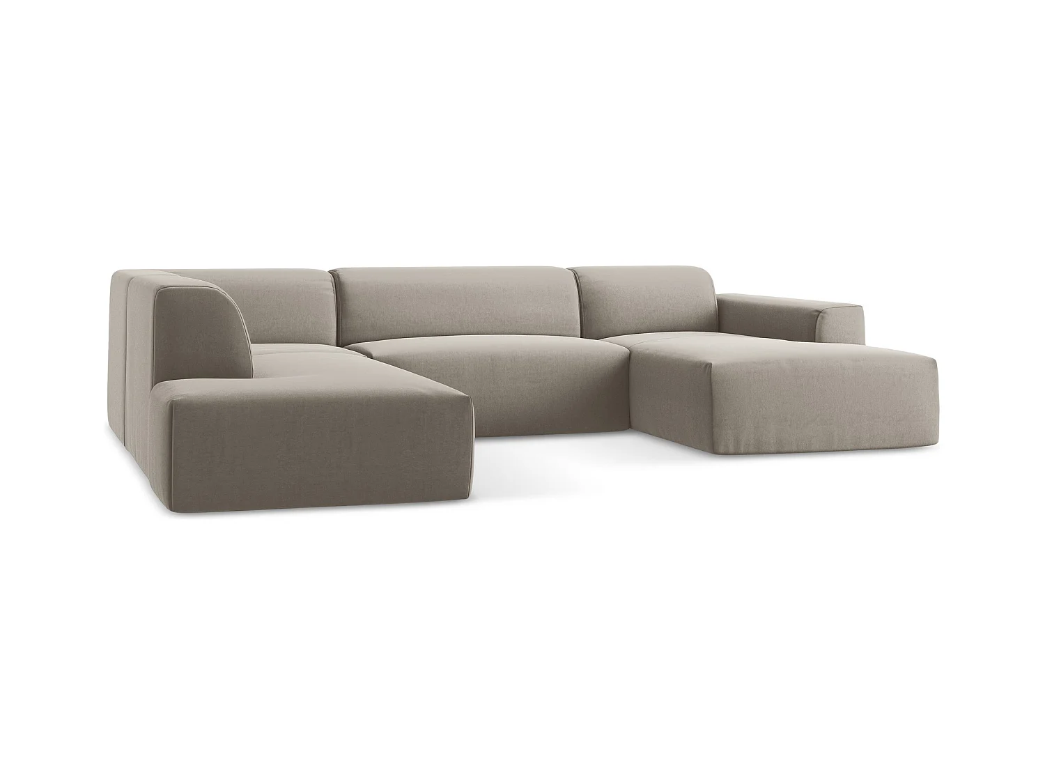 Große Wohnlandschaft Links - - Samt - Taupe - KELI