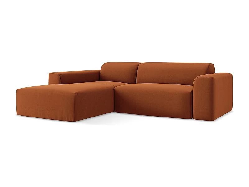 Modulaire hoekbank links van terracotta velours - KELI