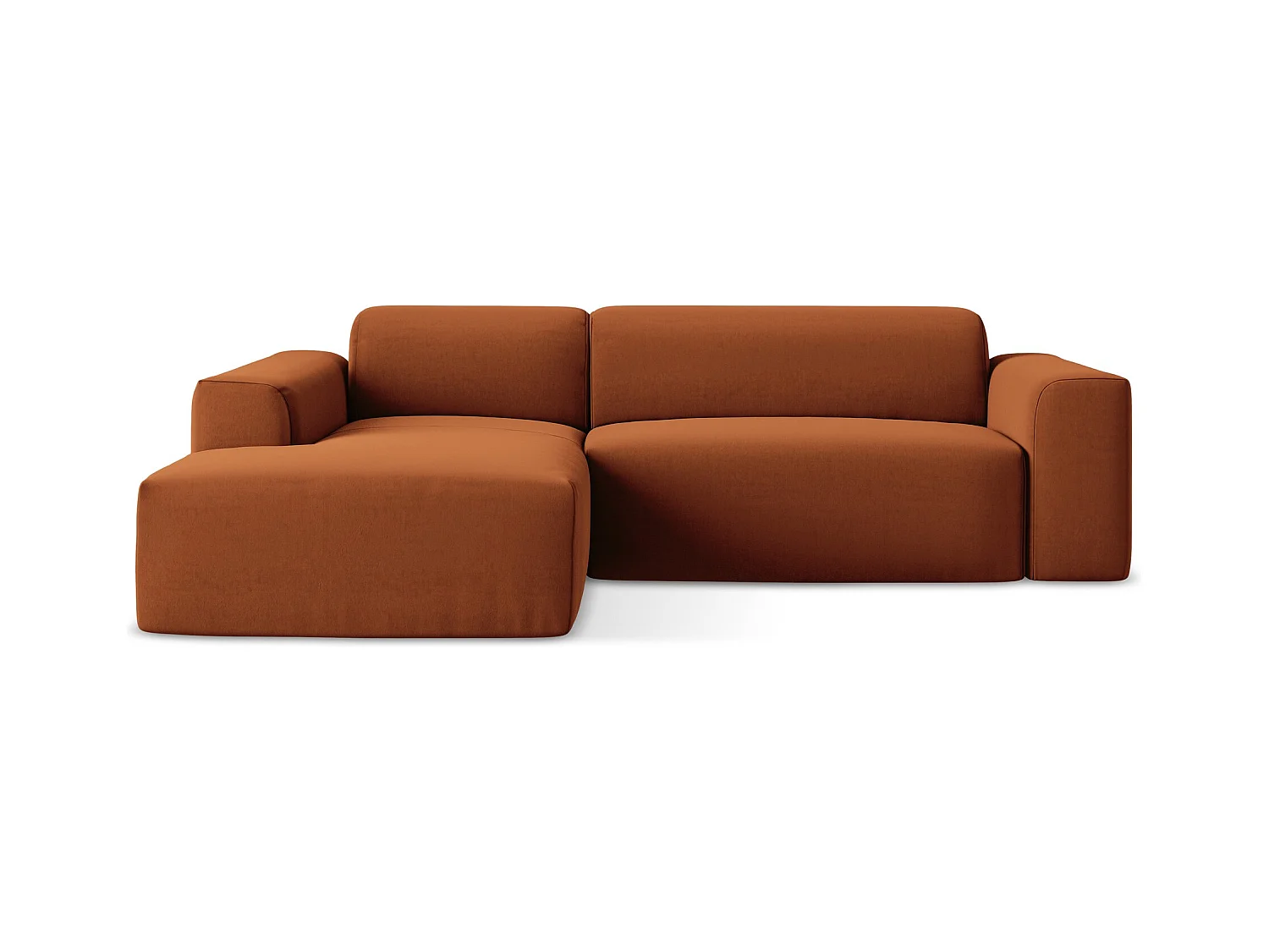 Modulaire hoekbank links van terracotta velours - KELI