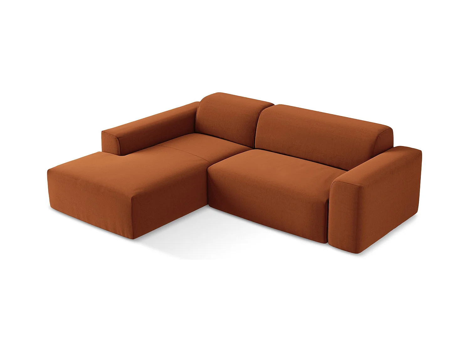Modulaire hoekbank links van terracotta velours - KELI