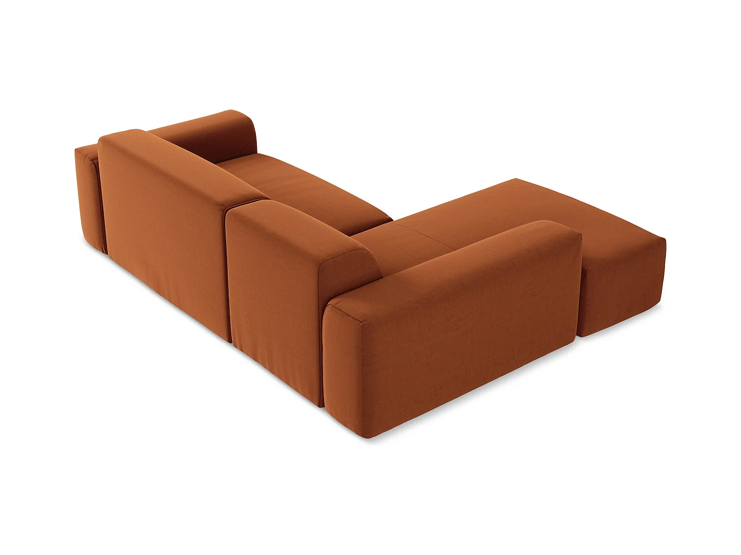 Modulaire hoekbank links van terracotta velours - KELI