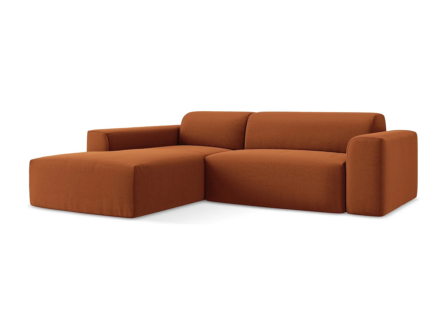 Canapé d'angle 3 places modulaire gauche en velours - terre cuite - KELI