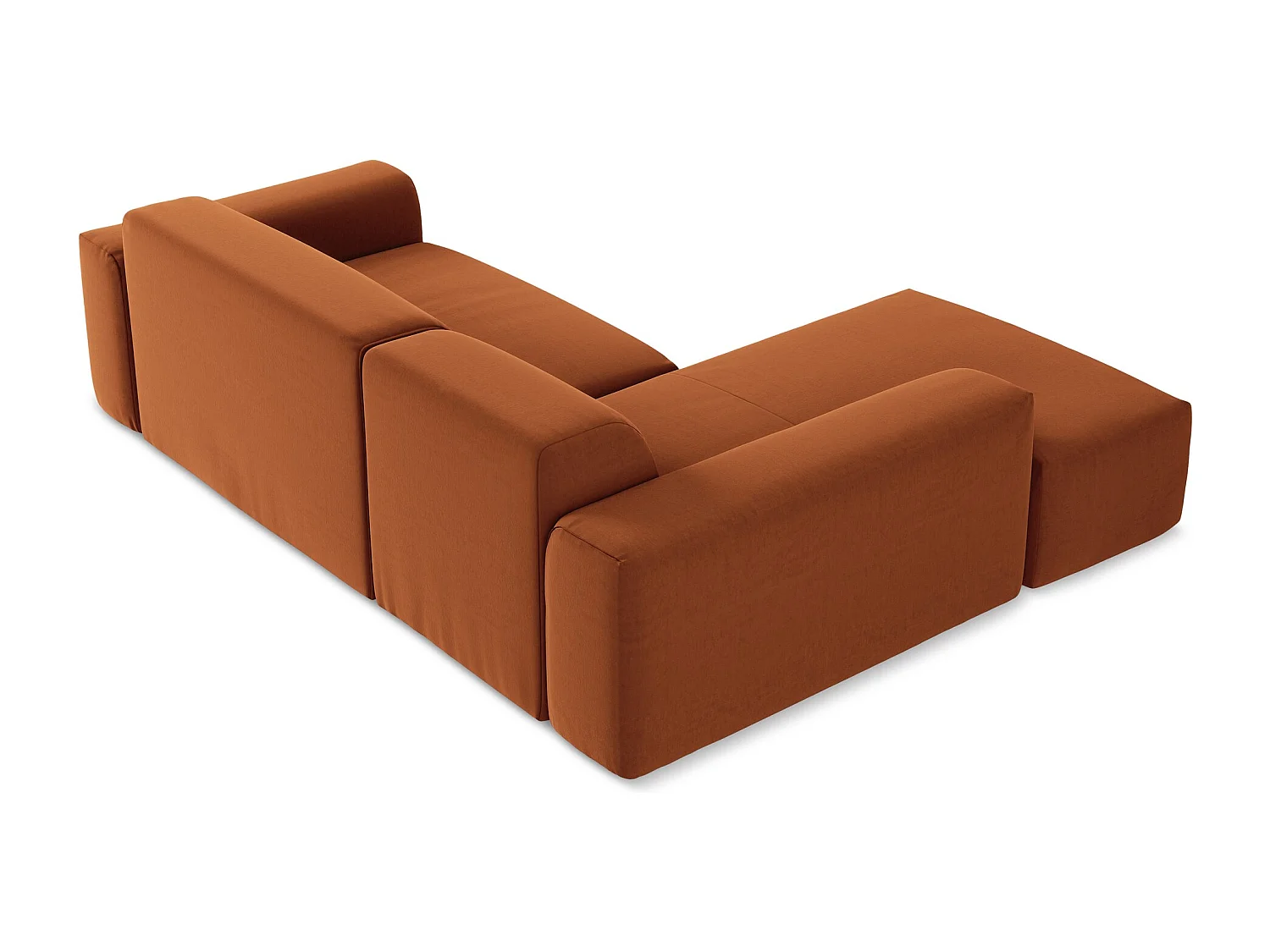 Canapé d'angle 3 places modulaire gauche en velours - terre cuite - KELI