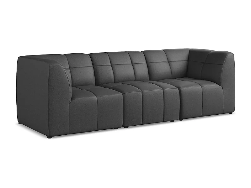 Modulares 3-Sitzer Sofa - - Kunstleder - Grau - ALOHA