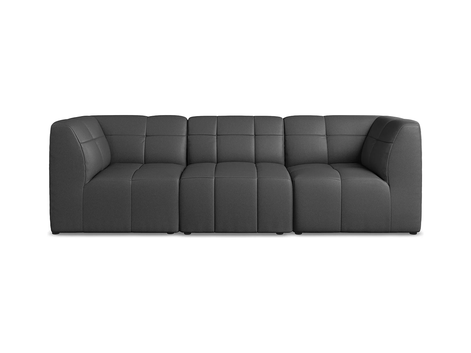 Driezits modulaire bank van grijs kunstleer - ALOHA