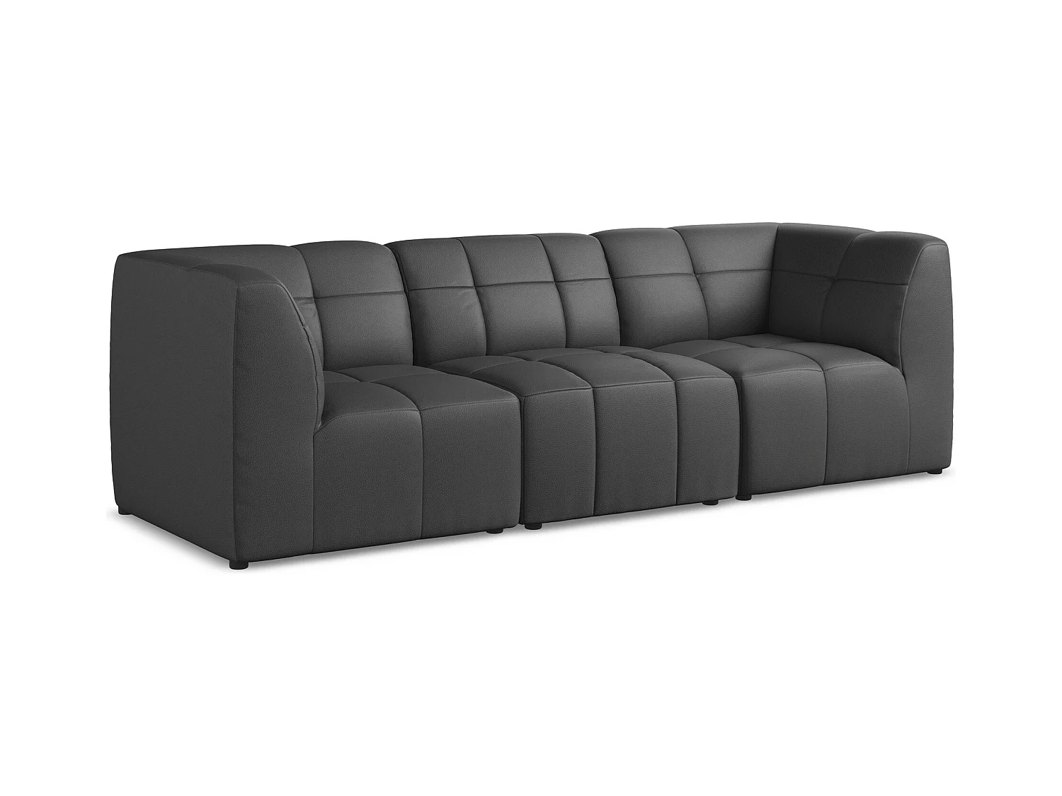 Modulares 3-Sitzer Sofa - - Kunstleder - Grau - ALOHA