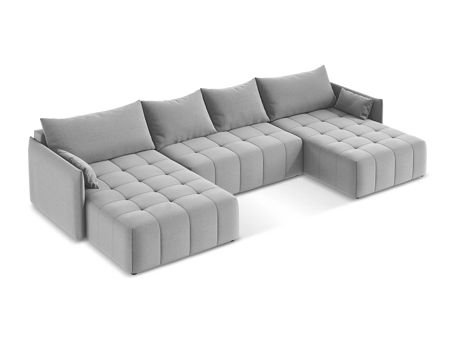 Sofa panoramiczna - z tkaniny welwetowej - szary - MOKU