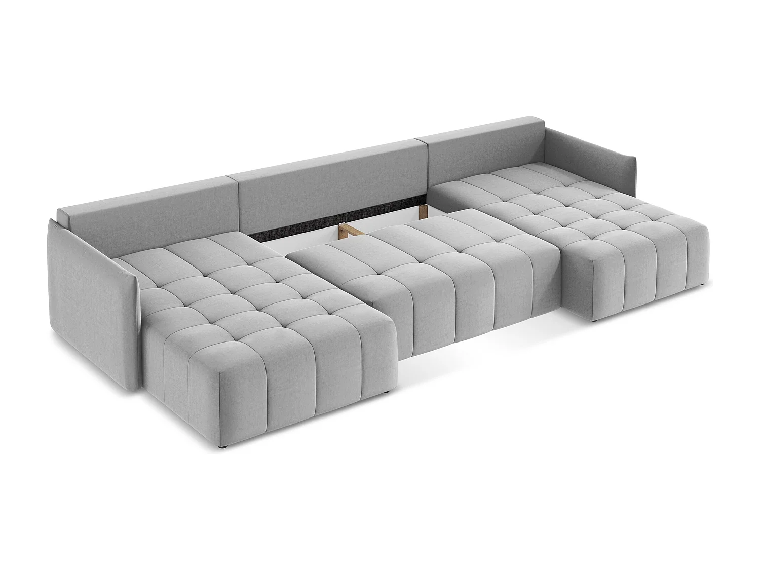 Sofa panoramiczna - z tkaniny welwetowej - szary - MOKU