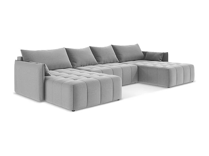 Sofa panoramiczna - z tkaniny welwetowej - szary - MOKU