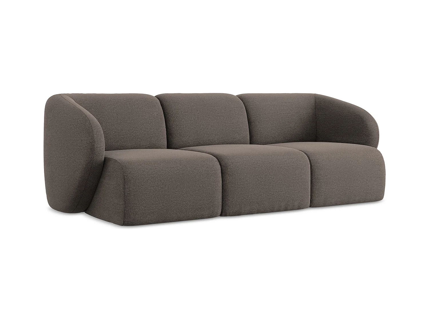 Modulares 3-Sitzer Sofa - - Bouclé - Schokolade - LANI