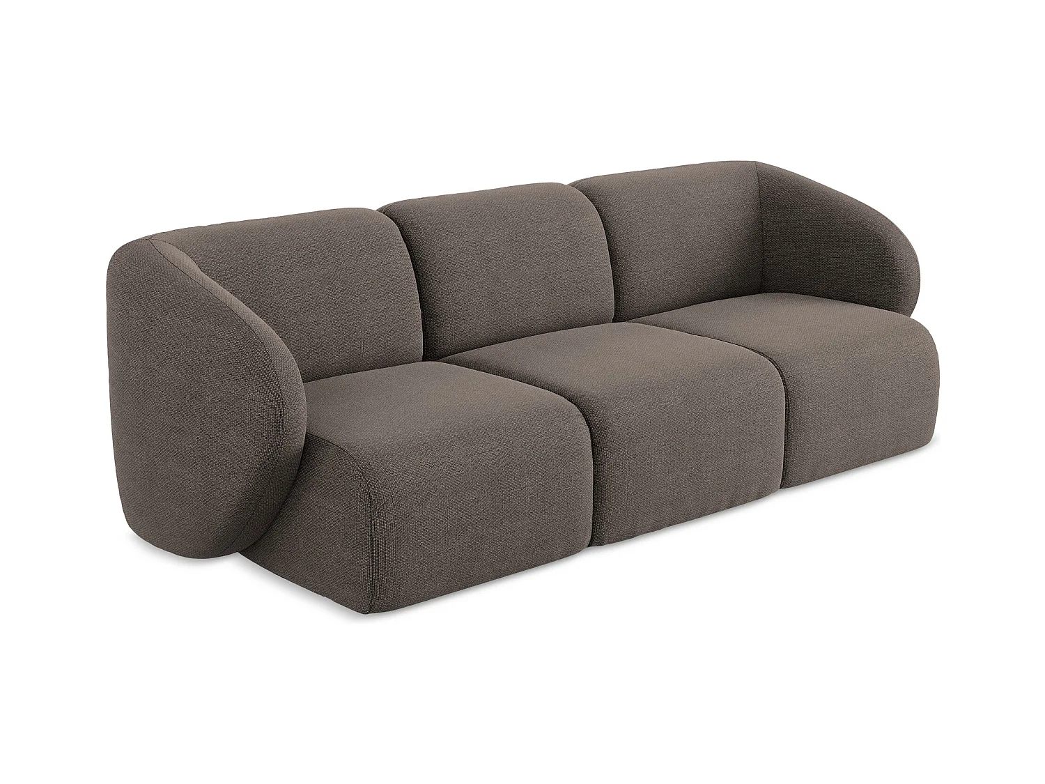 Modulares 3-Sitzer Sofa - - Bouclé - Schokolade - LANI