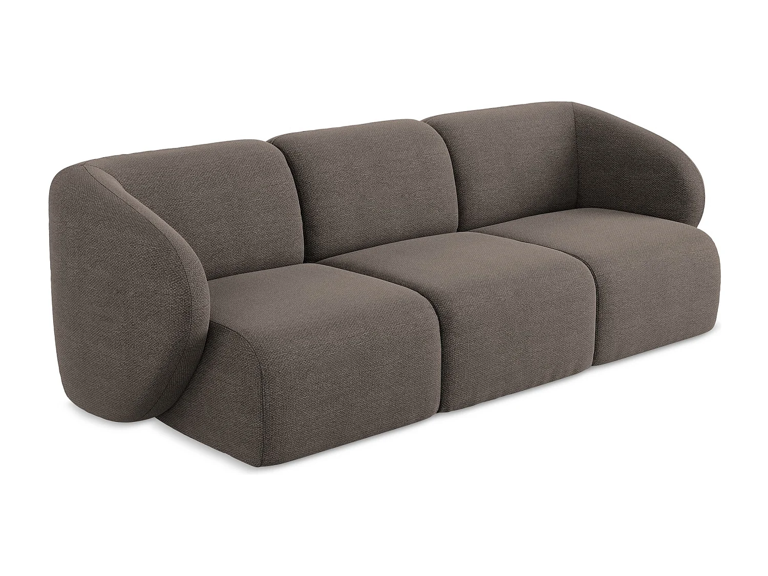 Canapé modulable 3 places en tissu bouclette - choolat - LANI