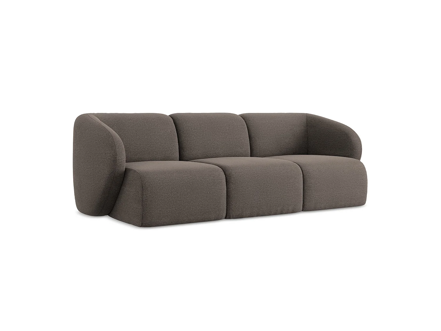 Modulares 3-Sitzer Sofa - - Bouclé - Schokolade - CERVO