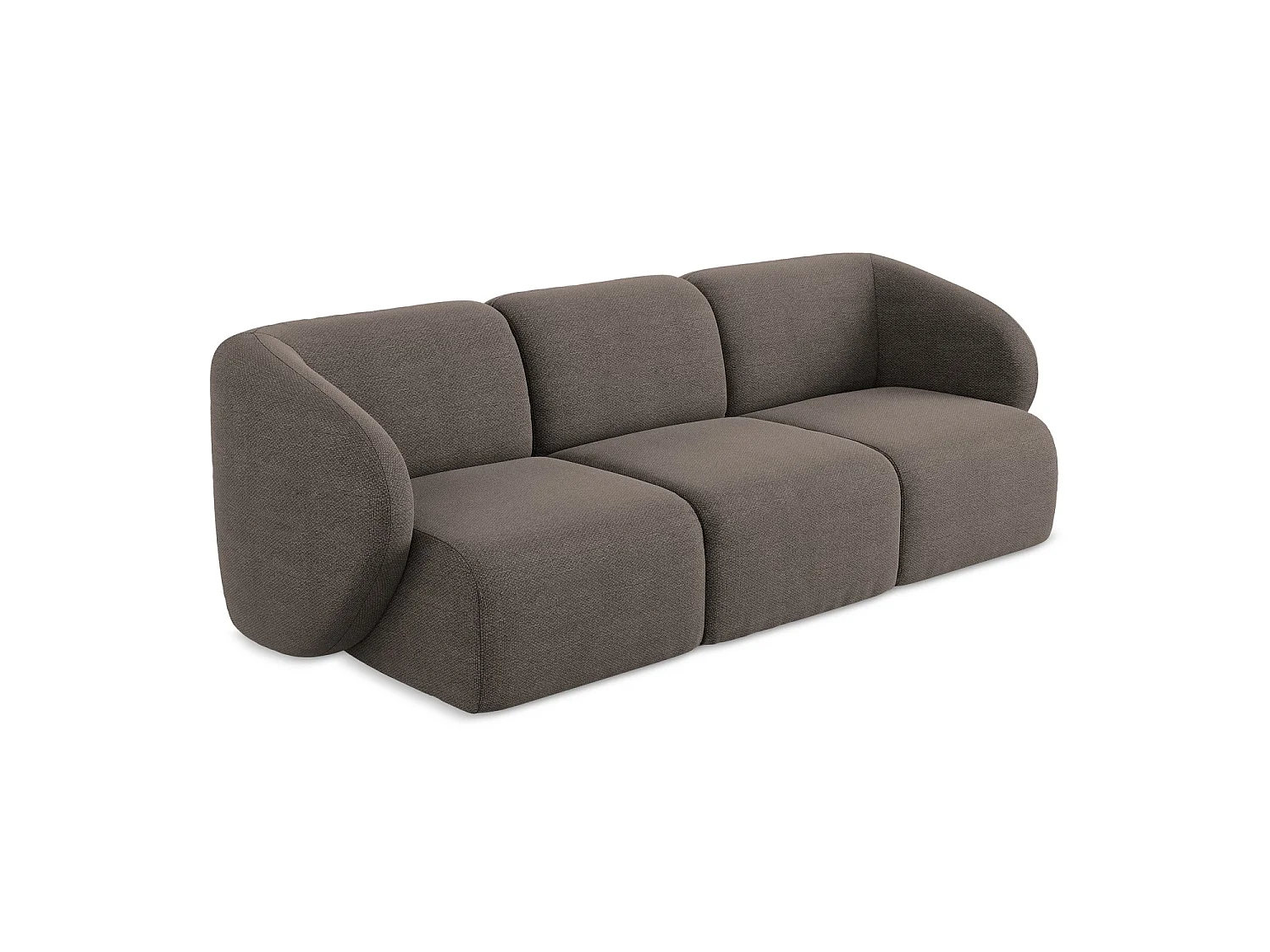 Modulares 3-Sitzer Sofa - - Bouclé - Schokolade - CERVO
