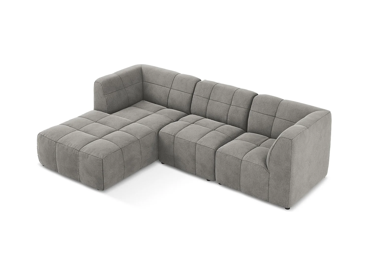 Canapé d'angle 3 places modulaire gauche en velours - gris - ALOHA