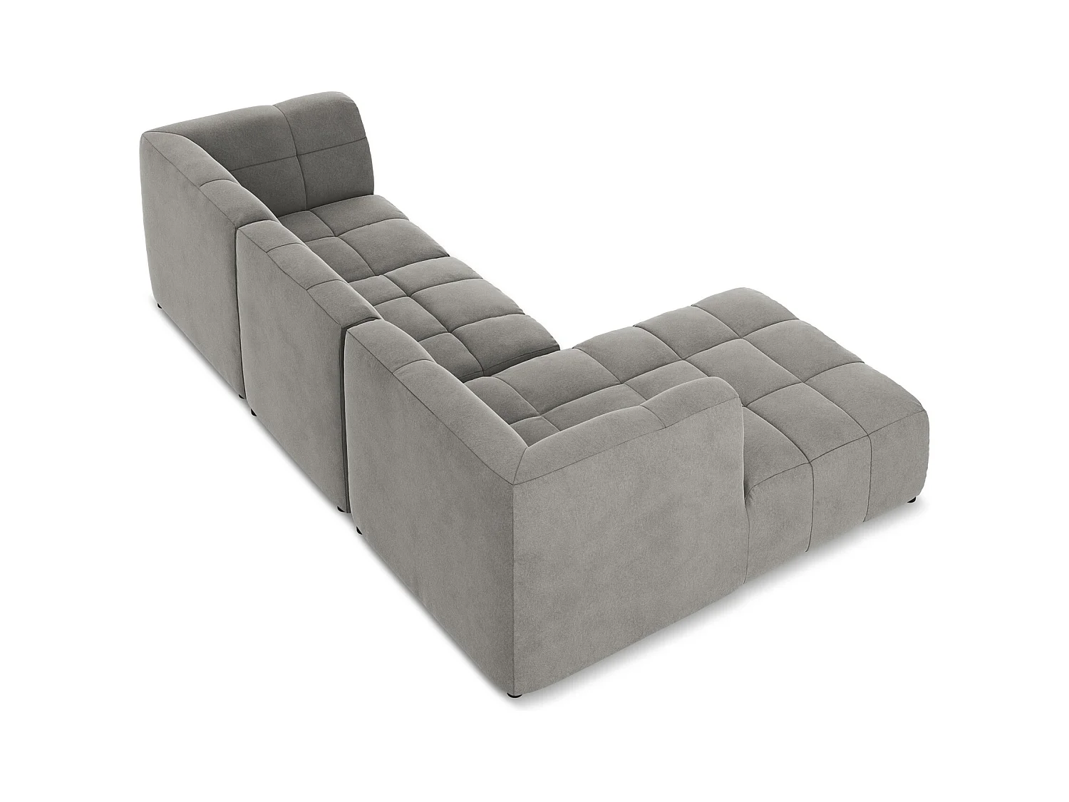 Canapé d'angle 3 places modulaire gauche en velours - gris - ALOHA