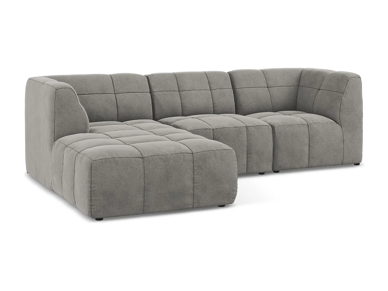 Canapé d'angle 3 places modulaire gauche en velours - gris - ALOHA