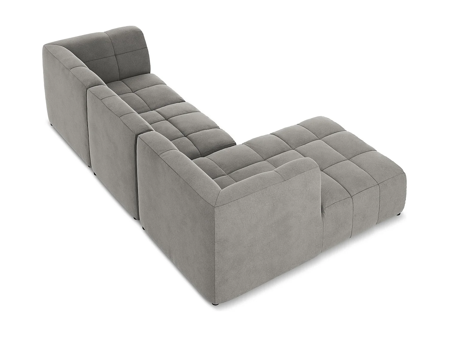 Canapé d'angle 3 places modulaire gauche en velours - gris - ALOHA