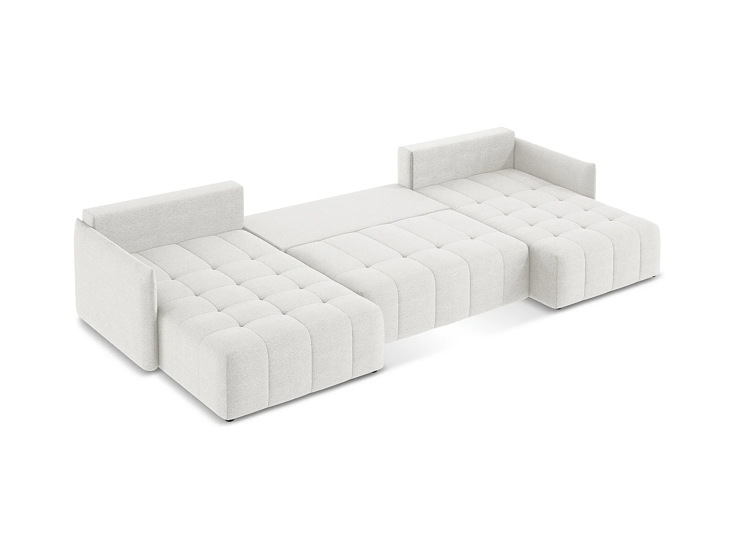 Panoramische hoekbank van wit bouclé - MOKU