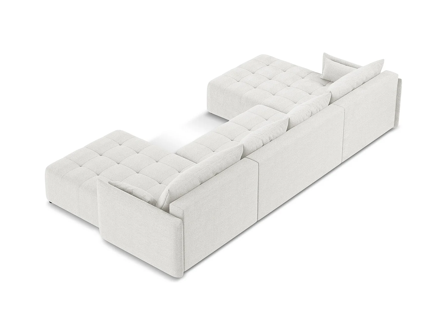 Panoramische hoekbank van wit bouclé - MOKU