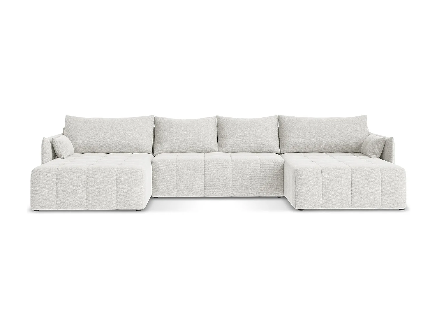 Canapé panoramique 5 places en tissu bouclette - blanc - MOKU