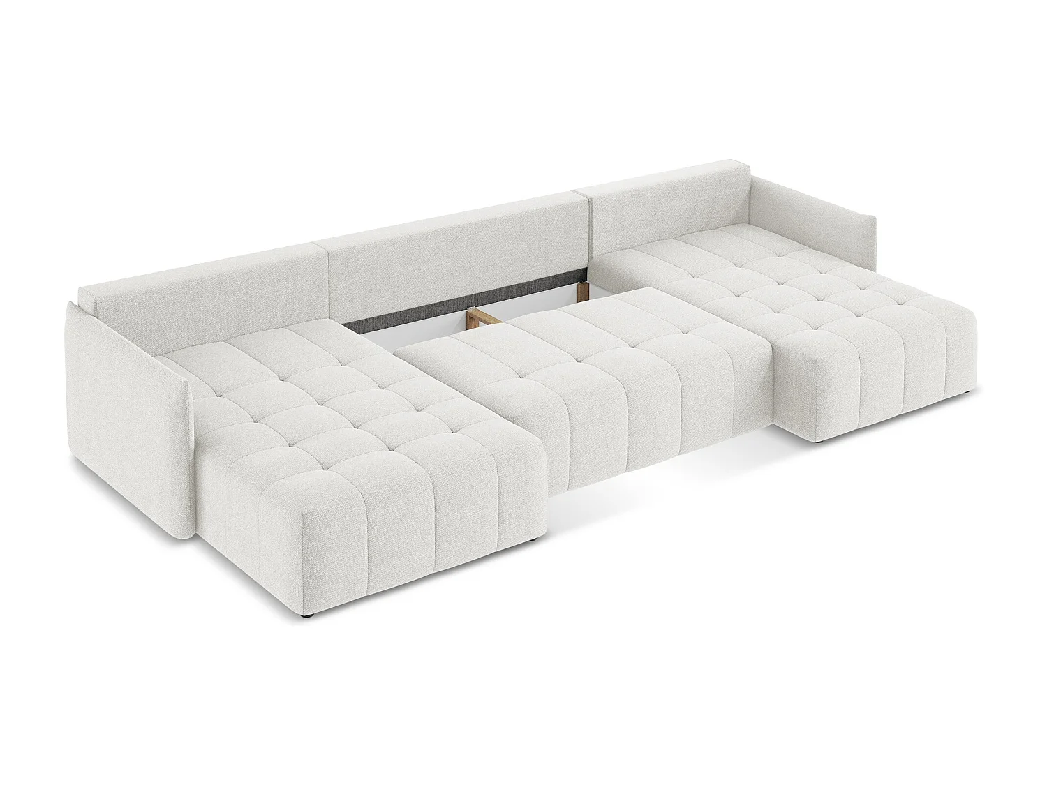 Canapé panoramique 5 places en tissu bouclette - blanc - MOKU