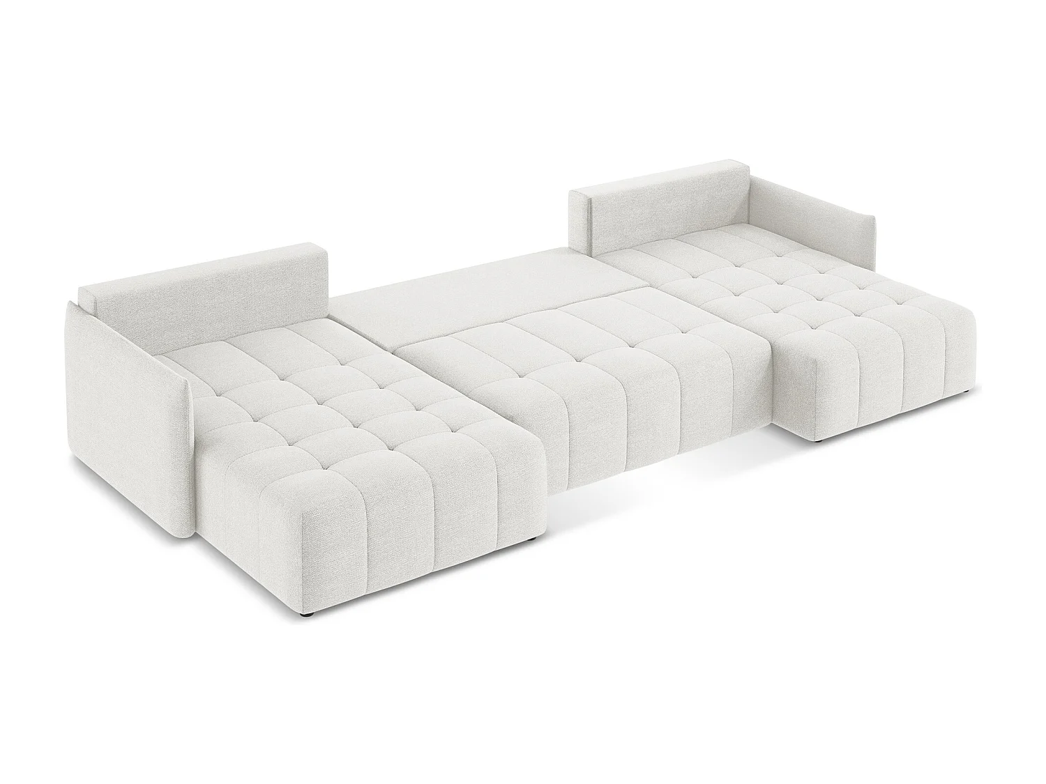 Canapé panoramique 5 places en tissu bouclette - blanc - MOKU