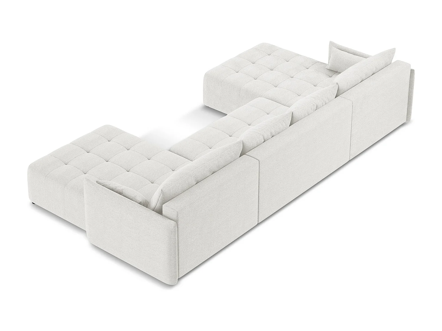 Canapé panoramique 5 places en tissu bouclette - blanc - MOKU