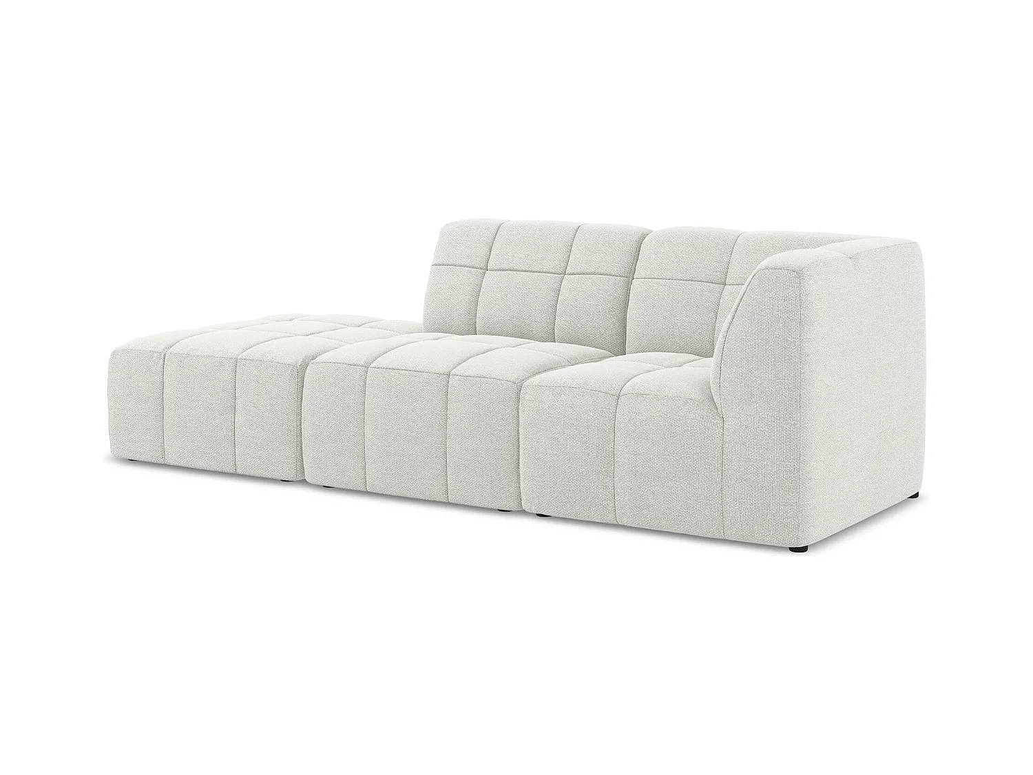 Canapé d'angle 3 places modulaire gauche en tissu bouclette - blanc - ALOHA
