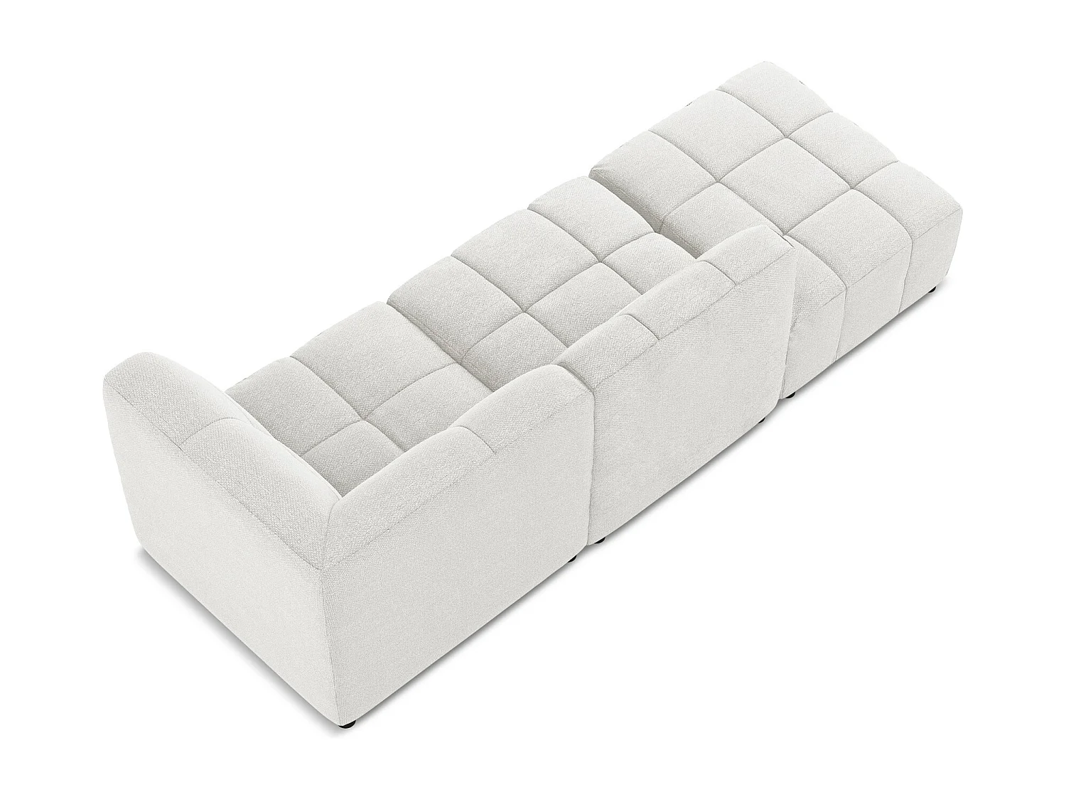 Canapé d'angle 3 places modulaire gauche en tissu bouclette - blanc - ALOHA