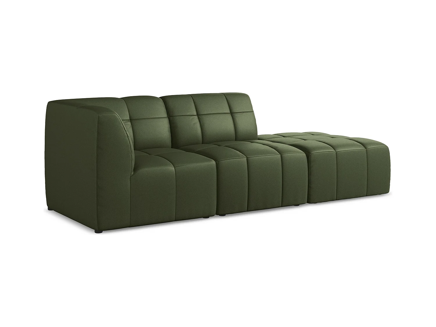 3-Sitzer Modulares Ecksofa - Ecke Rechts - Kunstleder - Grün - ALOHA