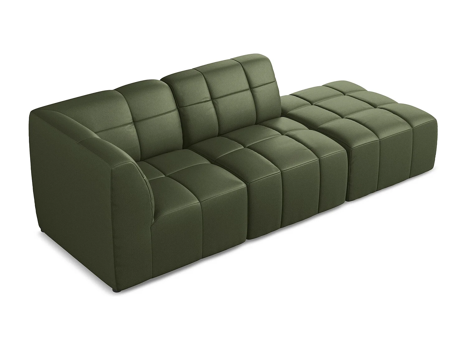 Sofá de canto modular direito 3 lugares em couro sintético verde - ALOHA