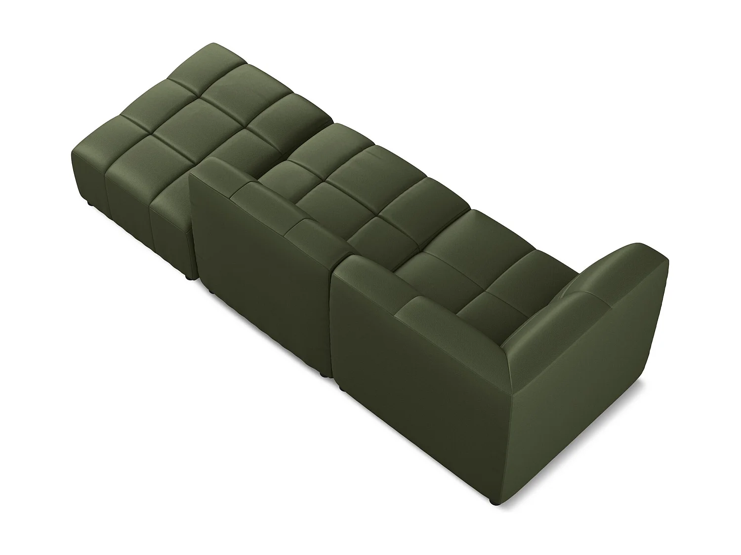 Sofá de canto modular direito 3 lugares em couro sintético verde - ALOHA