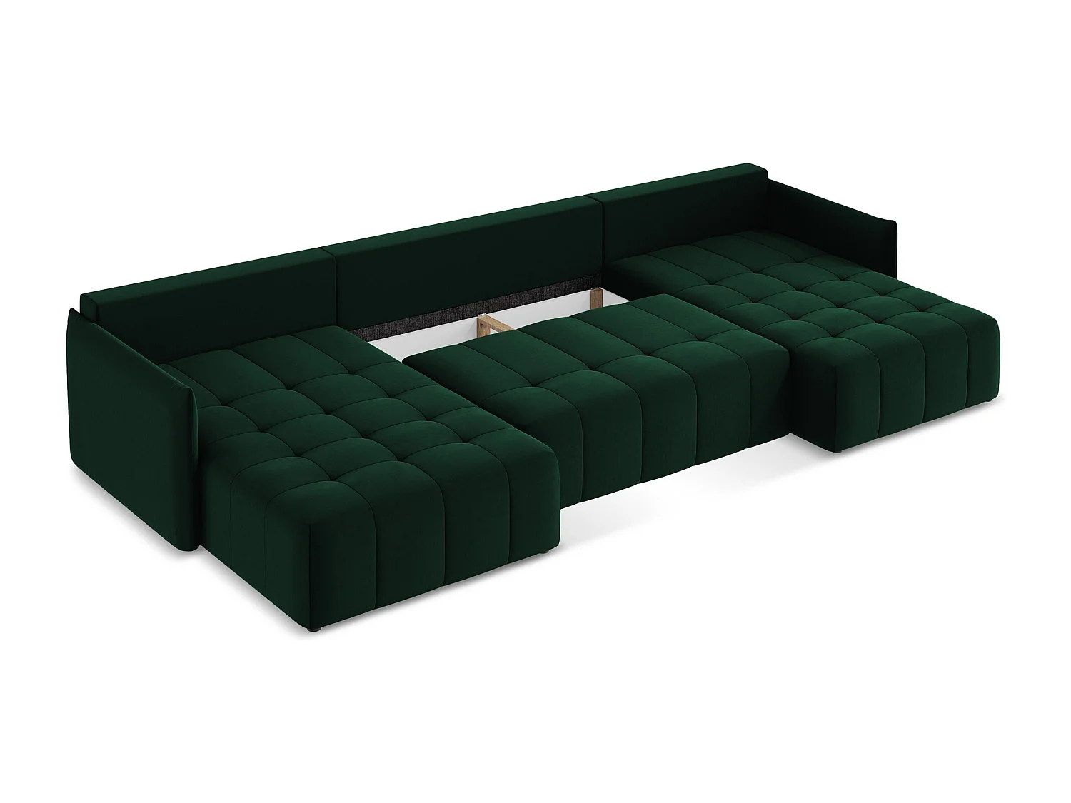Canapé panoramique 5 places en velours - bouteille verte - MOKU