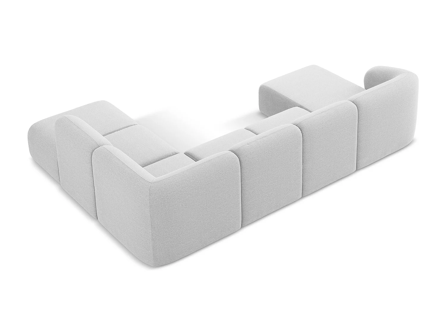 Canapé panoramique 5 places droit en tissu bouclette - argent - LANI